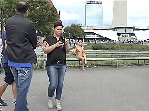 towheaded Czech teenage displaying her scorching figure naked in public